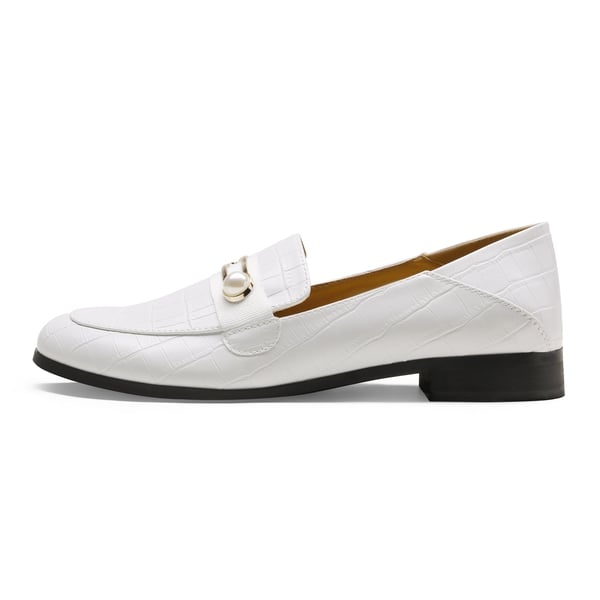 Comfortable Casual Round Toe Loafers - BEIGE WHITE STONE PU - 1